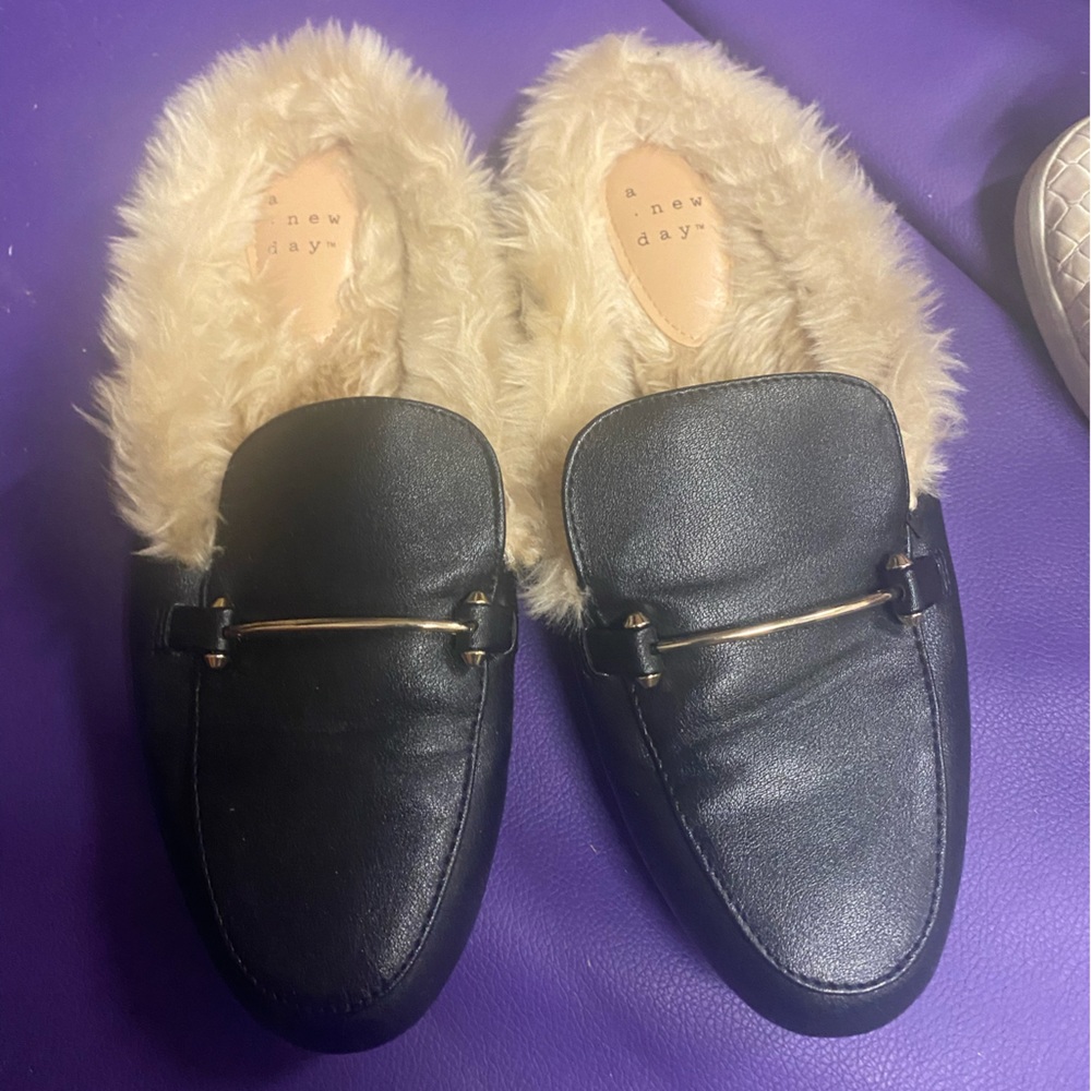 A New Day Faux fur slides loafer mule